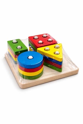 Wooden Shape Sorting & Stacking Puzzle Board for Kids